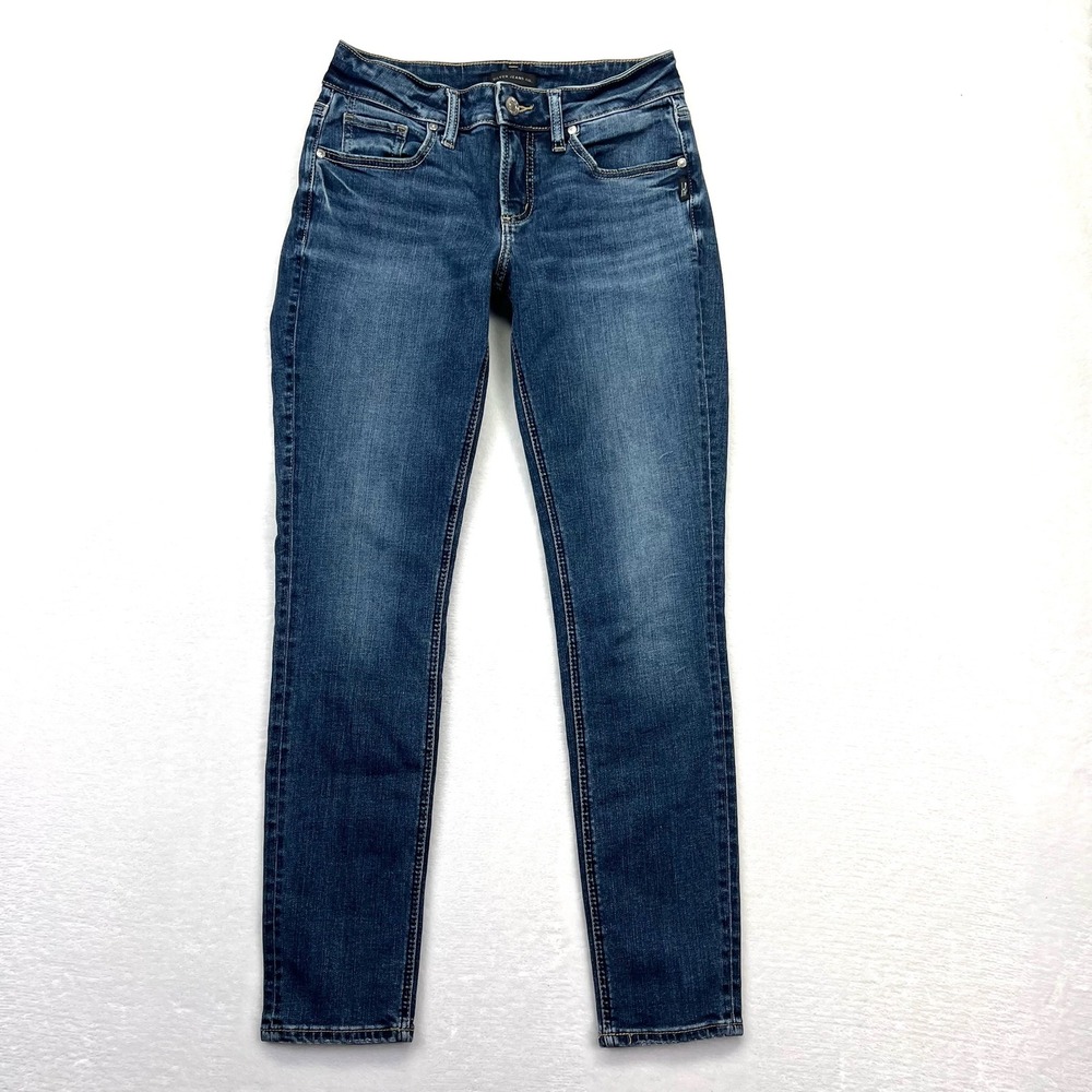 Silver Jeans Co Girlfriend Jeans Womens 27 Medium Wash Slim Tapered